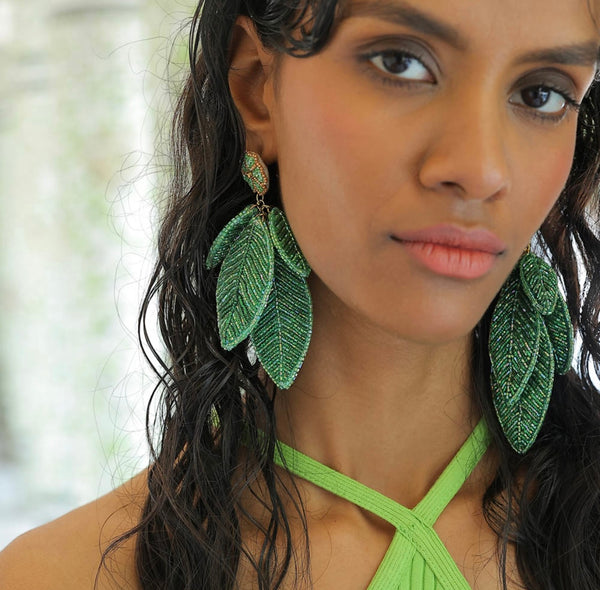 Leaf Earrings - Green