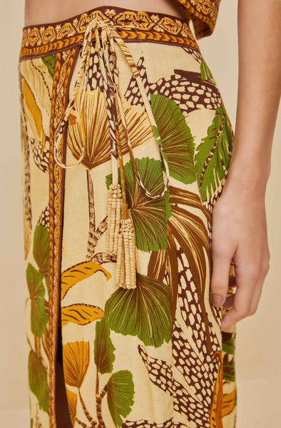 Sand Foliage Sketch Lenzing™ Ecovero™ Euroflax™ Midi Skirt