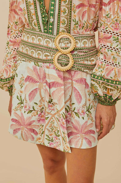 Palm Dream Off-White Double Waistband Mini Skirt