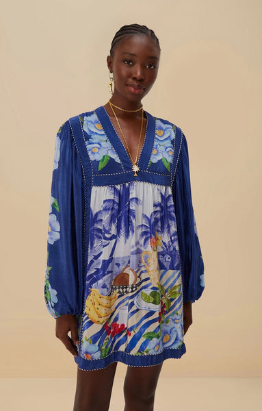 Blue Fresh Table Scarf Mini Dress