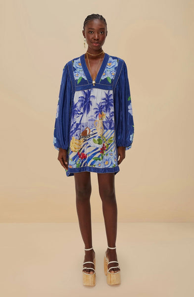 Blue Fresh Table Scarf Mini Dress