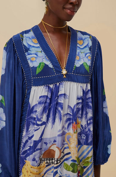 Blue Fresh Table Scarf Mini Dress