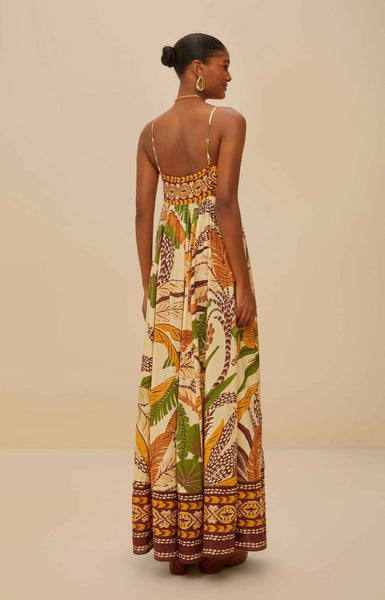 Sand Foliage Sketch Maxi Dress