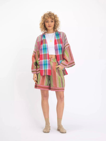 RUDRA RED CHECKERED KIMONO