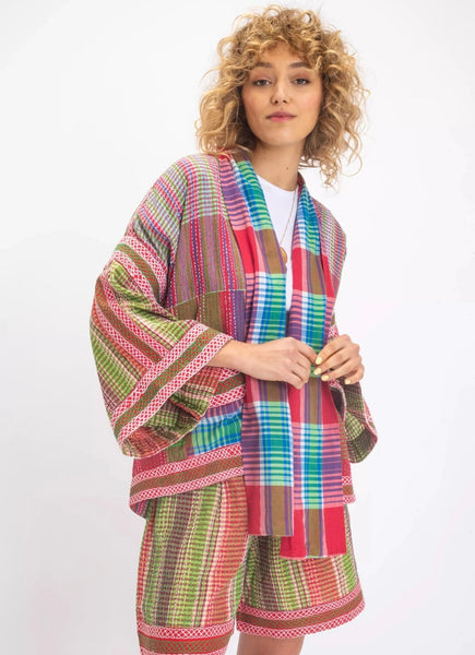 RUDRA RED CHECKERED KIMONO