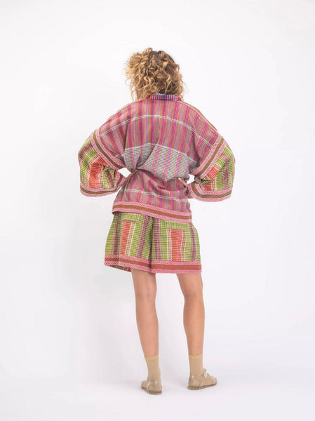 RUDRA RED CHECKERED KIMONO
