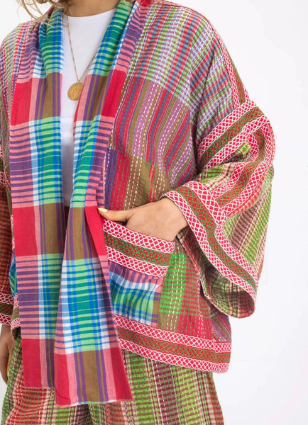 RUDRA RED CHECKERED KIMONO