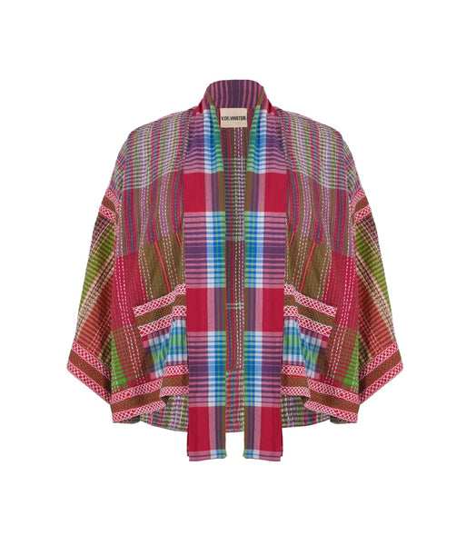 RUDRA RED CHECKERED KIMONO