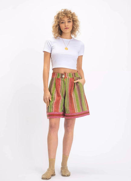 RUDRA RED PLAID SHORTS