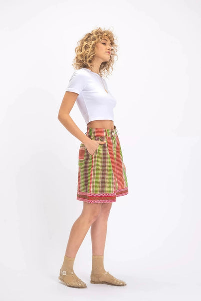 RUDRA RED PLAID SHORTS