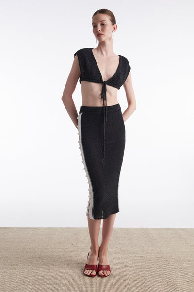 VOYAGE MIDI SKIRT B&W