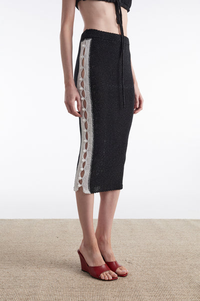 VOYAGE MIDI SKIRT B&W