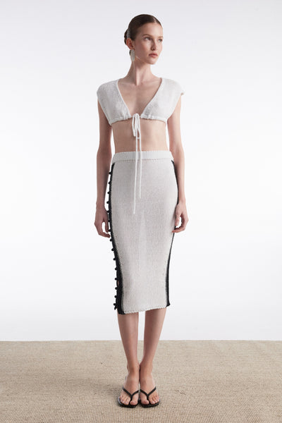 VOYAGE KNITTED MIDI SKIRT W&B