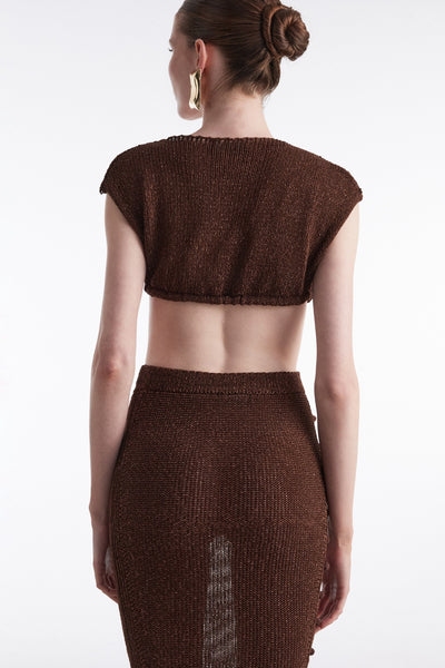 VOYAGE KNITTED TOP BROWN