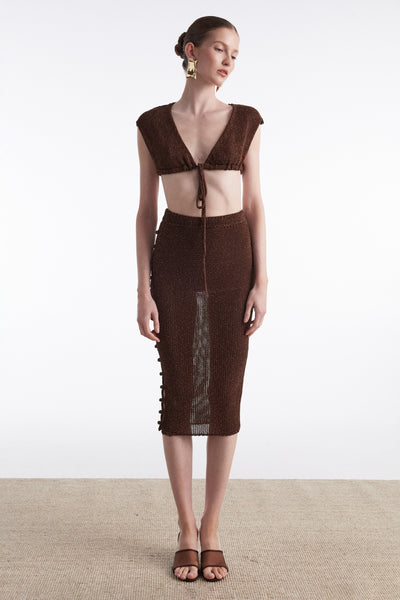VOYAGE KNITTED TOP BROWN