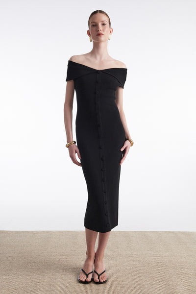 FINE LINE MIDI DRESS BLACK