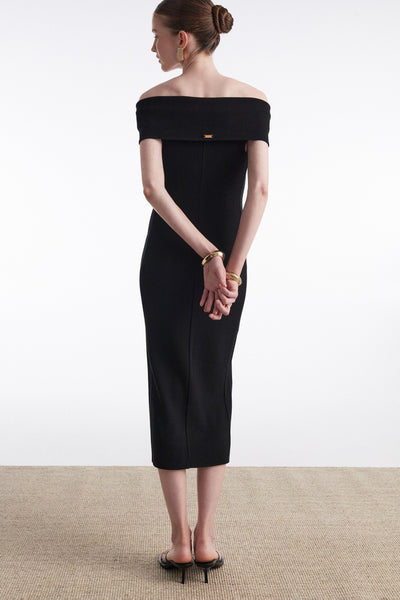 FINE LINE MIDI DRESS BLACK