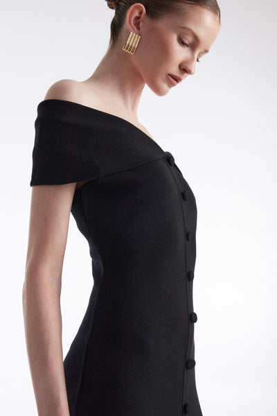 FINE LINE MIDI DRESS BLACK