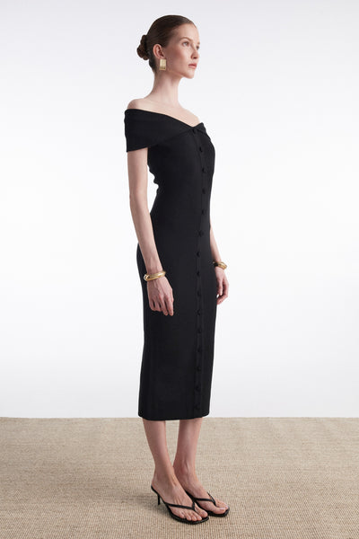 FINE LINE MIDI DRESS BLACK