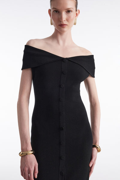 FINE LINE MIDI DRESS BLACK