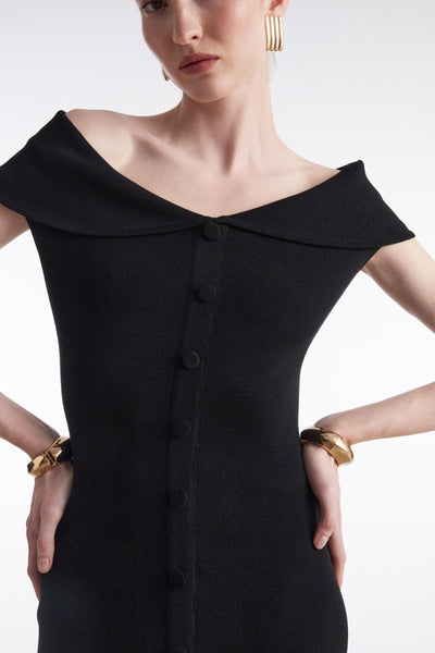 FINE LINE MIDI DRESS BLACK