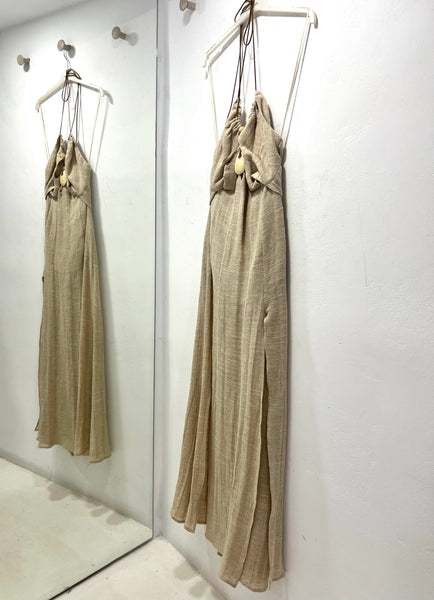 GAUZE “MOTHER OF PEARL” DRESS - BEIGE