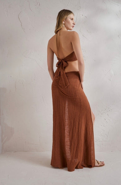 GAUZE “MOTHER OF PEARL” DRESS - BEIGE