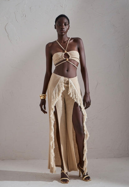 GAUZE FRINGE TROUSERS