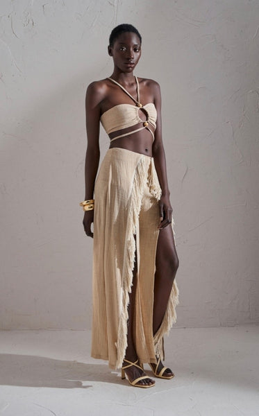 GAUZE FRINGE TROUSERS