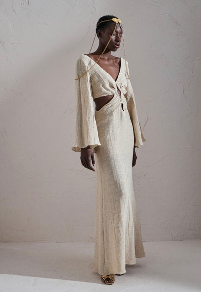 LONG GAUZE CUT-OUT DRESS