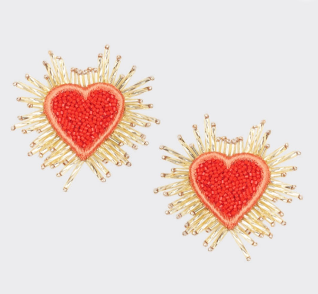 Sparkle Heart Beaded Earrings