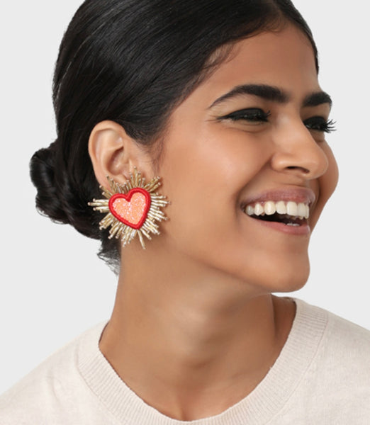 Sparkle Heart Beaded Earrings