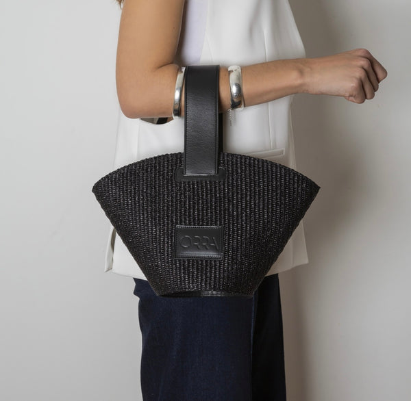Anasinthesis Raffia Bag - Black