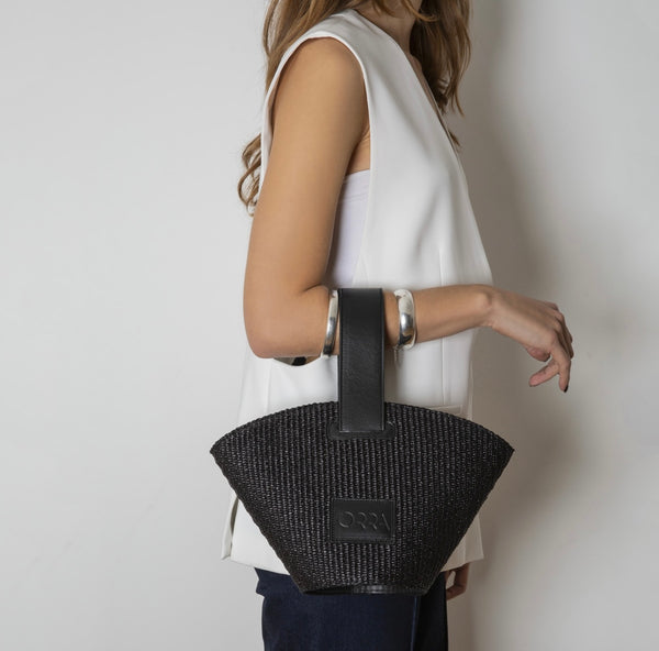 Anasinthesis Raffia Bag - Black