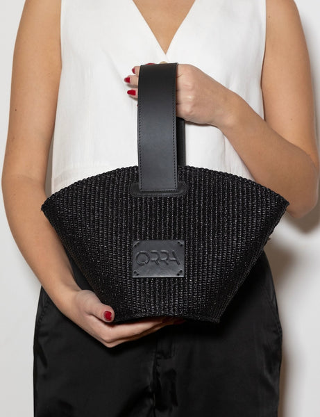 Anasinthesis Raffia Bag - Black