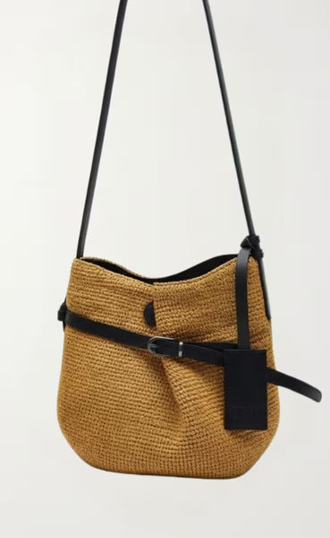 Pieta Raffia Leather Bag - Tabac