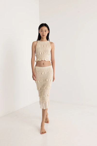 NIOBE MIDI SKIRT - OFF WHITE