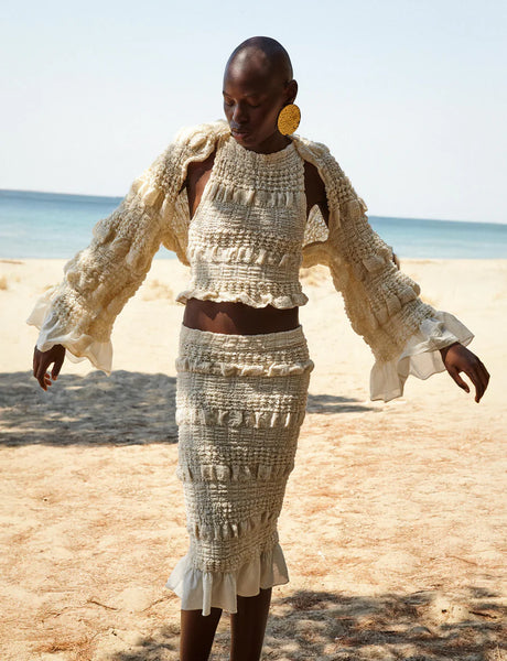 NIOBE MIDI SKIRT - OFF WHITE