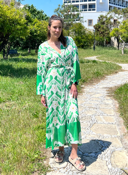 “Isabella” Print Kimono - Green