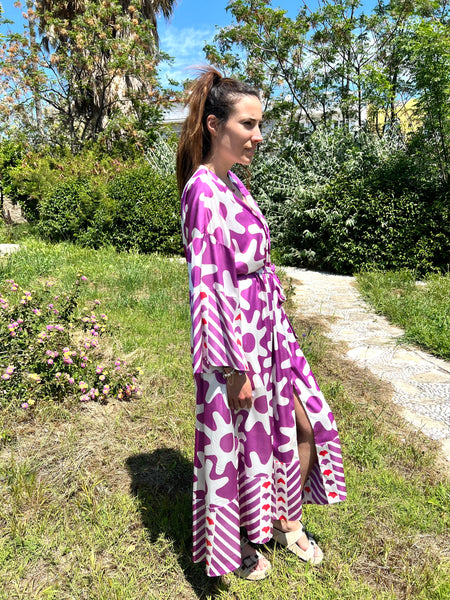 “Isabella” Print Kimono - Purple