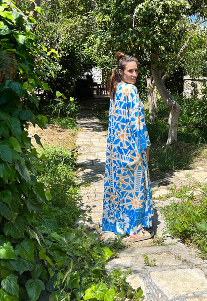“Isabella” Print Kimono - Blue