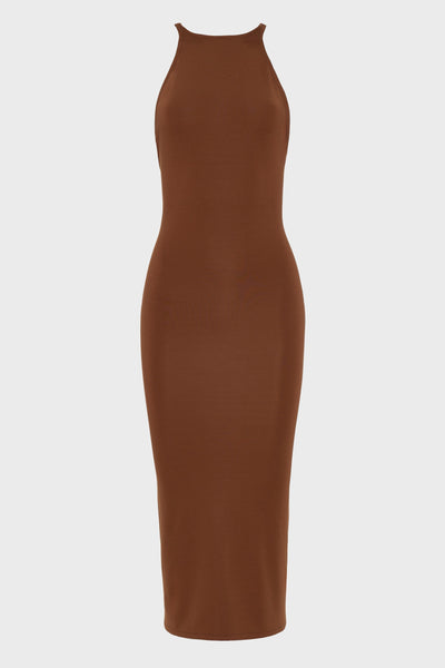 NO.26 KNITTED MIDI DRESS BROWN Two dresses in one