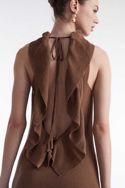 NO.26 KNITTED MIDI DRESS BROWN Two dresses in one