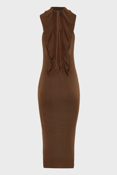 NO.26 KNITTED MIDI DRESS BROWN Two dresses in one