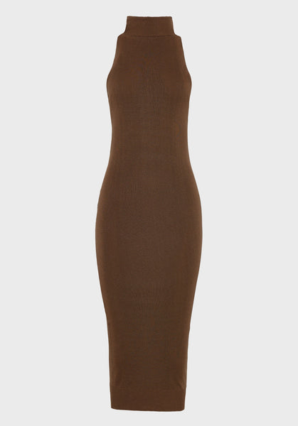 NO.26 KNITTED MIDI DRESS BROWN Two dresses in one