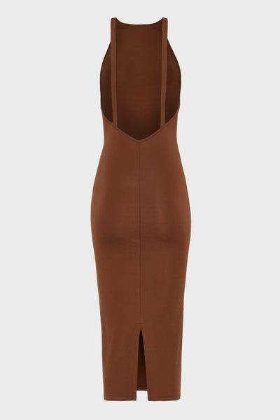 NO.26 KNITTED MIDI DRESS BROWN Two dresses in one
