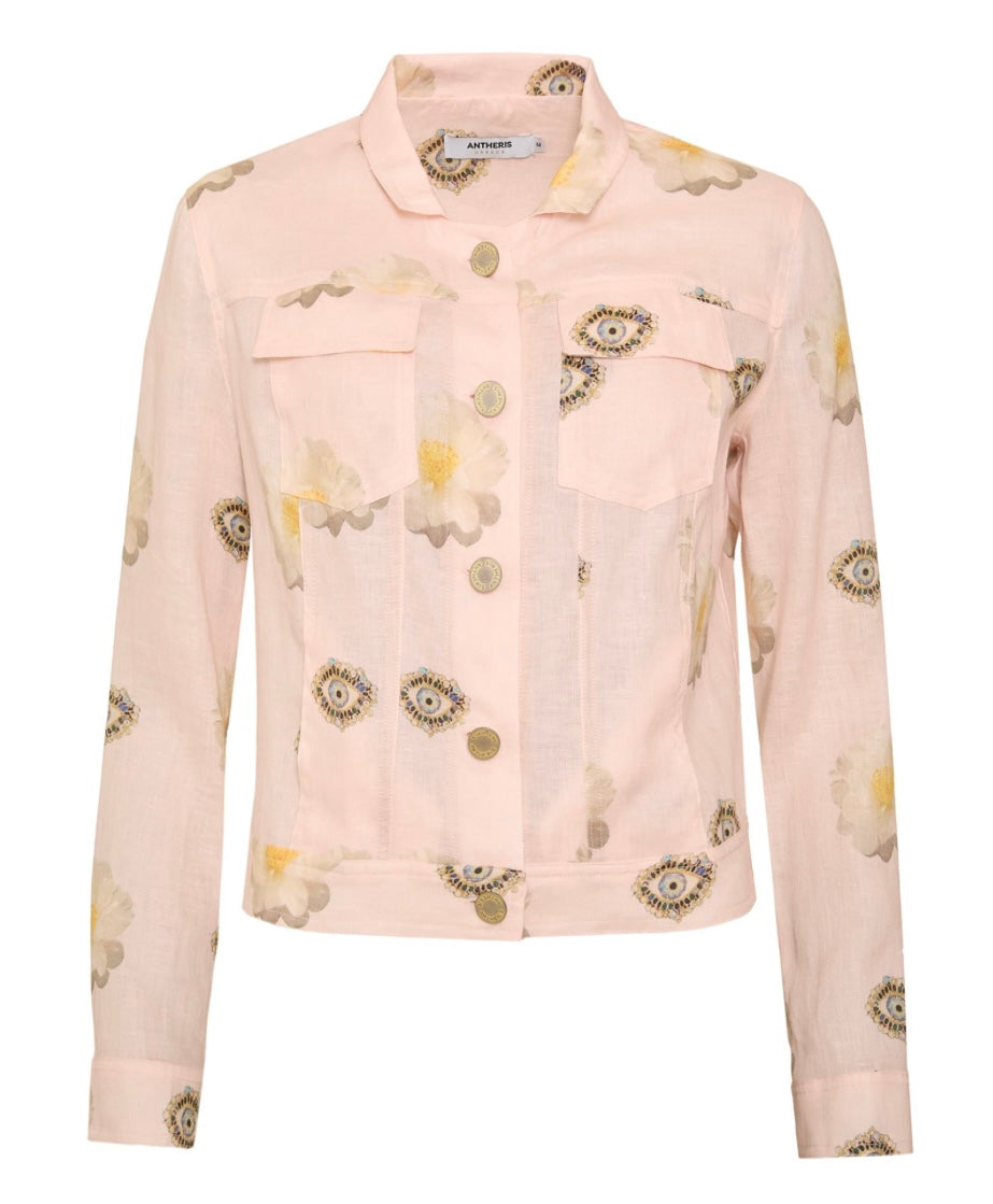 Nafsippe Eyes Allure - Printed linen gold-button jacket