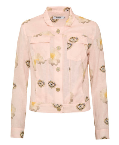 Nafsippe Eyes Allure - Printed linen gold-button jacket