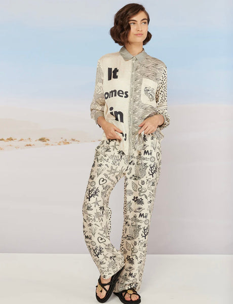 Avery Straight Leg Mermaid Printed Trousers