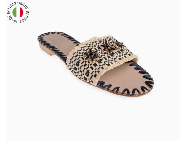 Slipper rafia tahuata black and natural